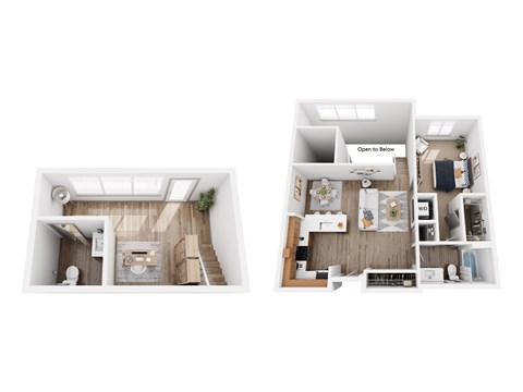 Floor plan for 1 bed, 1 bath, 924 sqft